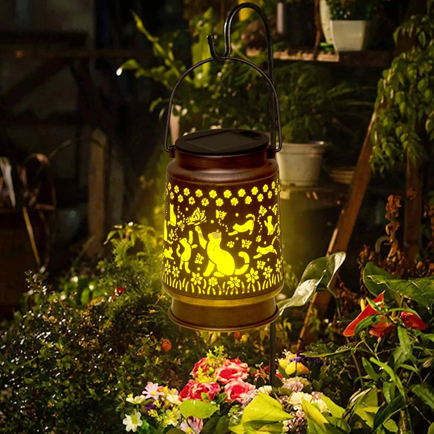 Cat Lover Gifts for Mom/Women//Grandma/Sister,Cat Solar Light Gifts Mother Day Gift Solar Lanterns Outdoor Waterproof Cat Lights Led Mason Jar Hanging Lamps Decor for Garden Yard Patio