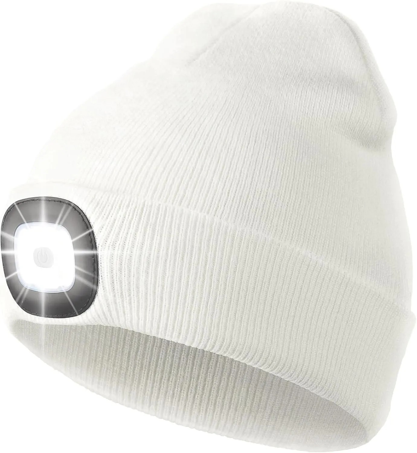 CENSGO Unisex Hat with Light, USB Rechargeable LED Headlamp Beanie, Gifts for Dad Father Men Husband Warm Knitted Cap
