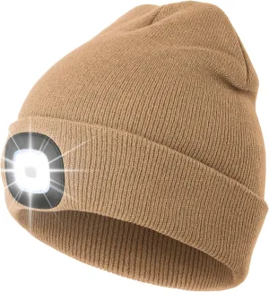 CENSGO Unisex Hat with Light, USB Rechargeable LED Headlamp Beanie, Gifts for Dad Father Men Husband Warm Knitted Cap