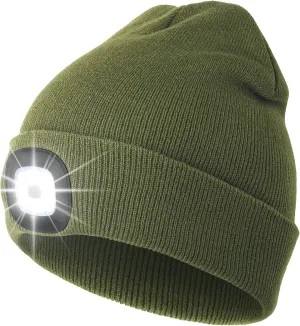 CENSGO Unisex Hat with Light, USB Rechargeable LED Headlamp Beanie, Gifts for Dad Father Men Husband Warm Knitted Cap