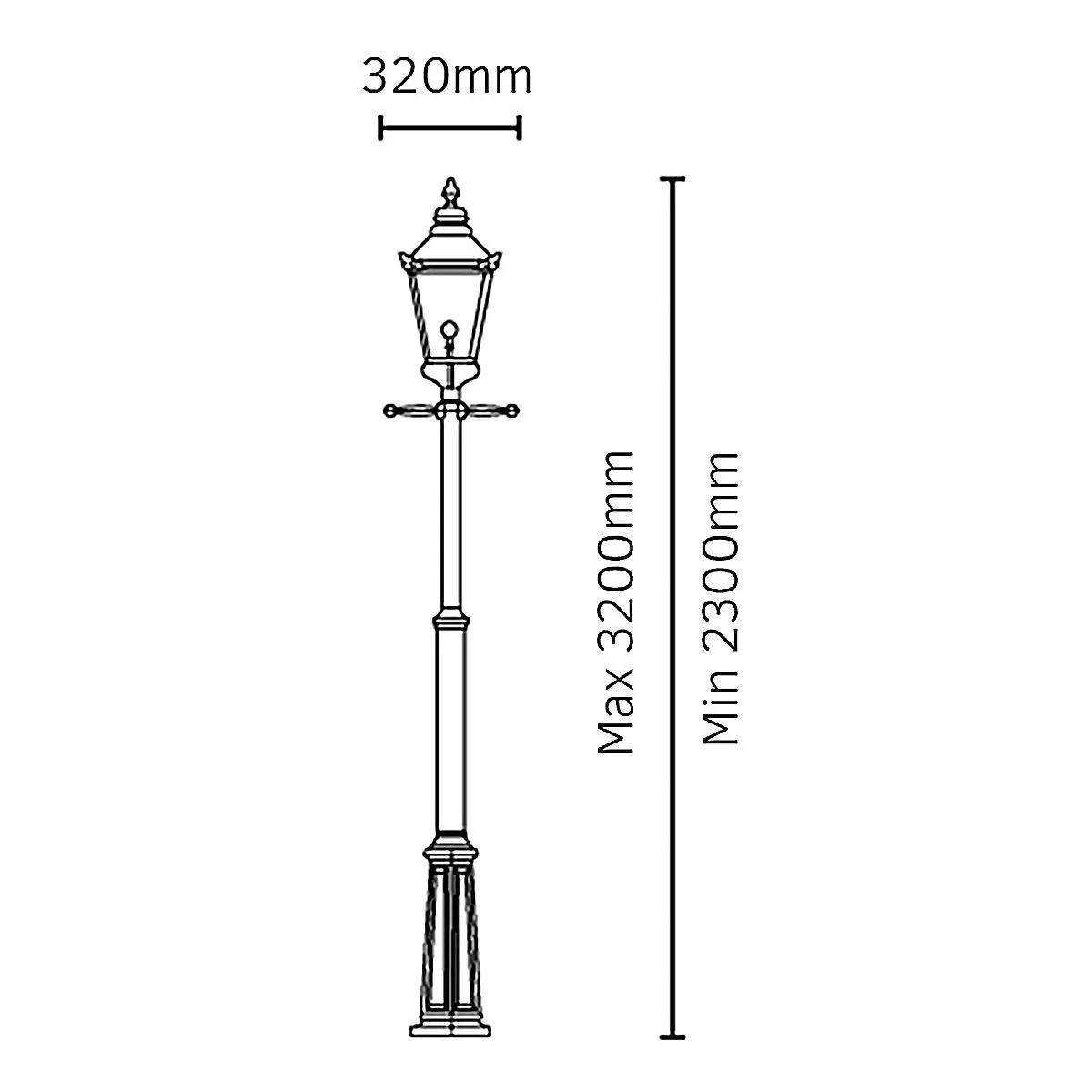 Chelsea 1 Light Grande Lamp Post | Copper & Black