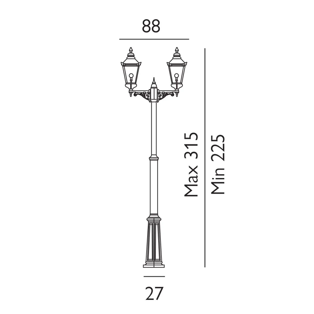 Chelsea Twin Head Lamp Post      | Copper & Black
