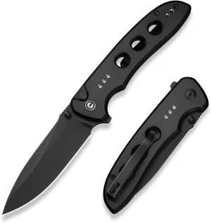 CIVIVI Hyperpulse Pocket Folding Knife, 3.5" 14C28N Blade Lightweight Aluminum Handle, Flipper EDC Knife with Clip for Outdoor Camping Hiking Fishing C23087A-1 (Black)