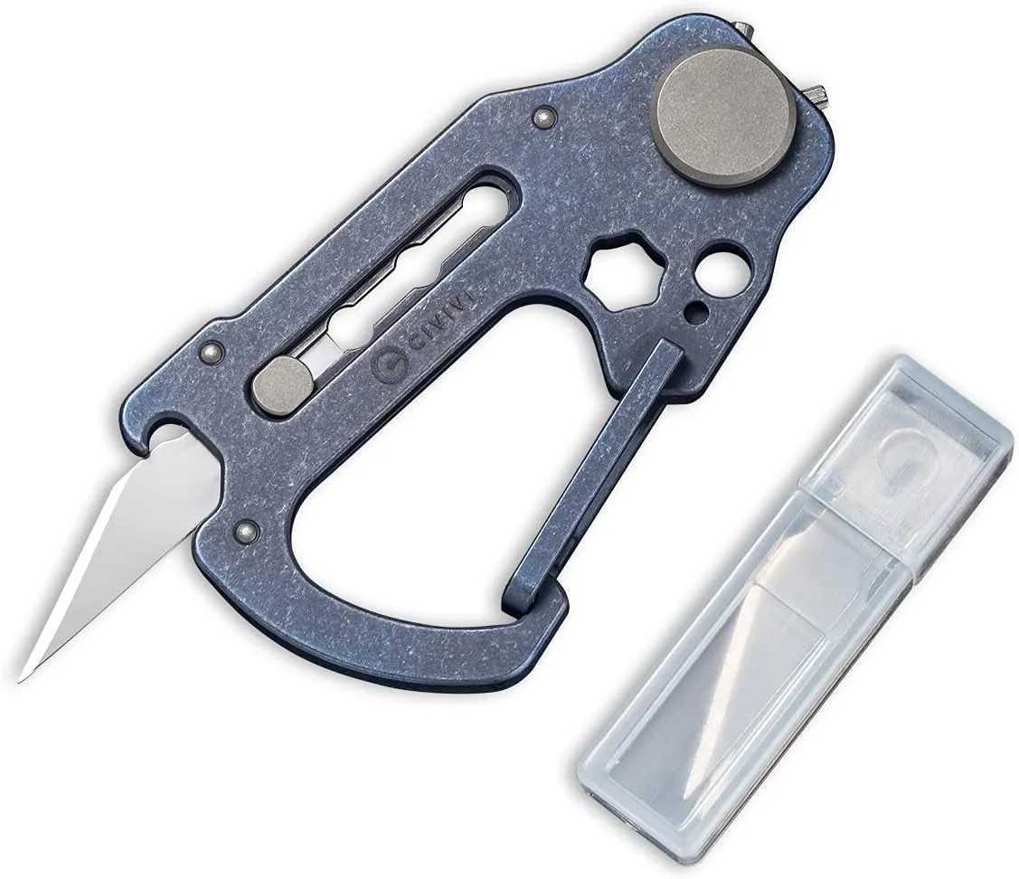 CIVIVI Polymorph Titanium Carabiner Multi-Tool with Utility Blade, Bottle Opener, Screwdriver C20045-3