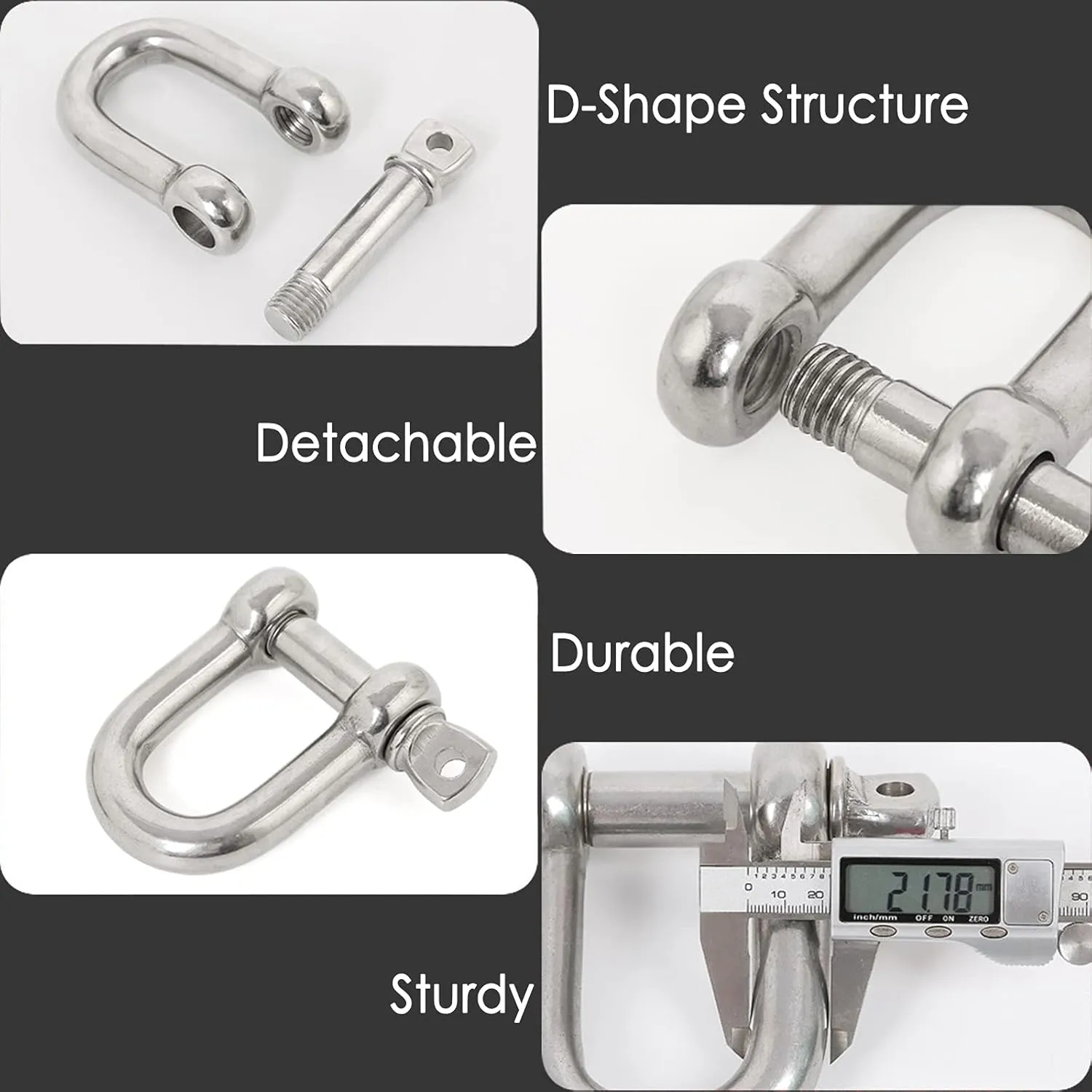 Climbing Descender 2 Pcs D Ring Shackles with Screw Pin Anchor Belay Device Heavy Duty Forged Bow Shackles for Rock Climbing, Boat, Anchor, Towing, Off Load Recovering