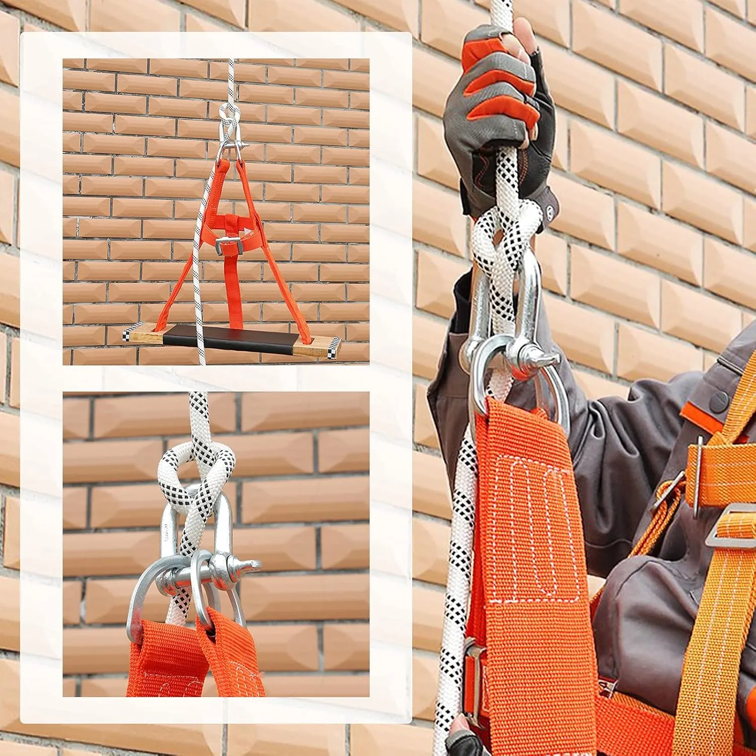 Climbing Descender 2 Pcs D Ring Shackles with Screw Pin Anchor Belay Device Heavy Duty Forged Bow Shackles for Rock Climbing, Boat, Anchor, Towing, Off Load Recovering