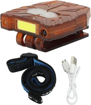 Clip On Hat Light - Motion Sensing, 2 Gears, USB Rechargeable Mini COB Headlamp for Hiking, Fishing, and Running