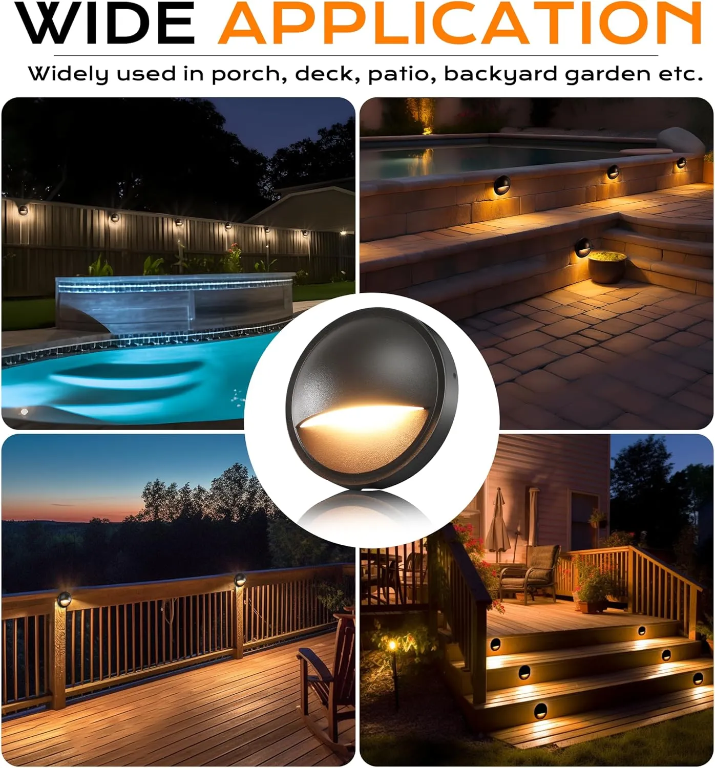 CLOUDY BAY [6 Pack] 3CCT Low Voltage LED Deck Lights Outdoor,2700K/3500K/5000K Selectable,Landscape Step Stair Railing Fence Light Wired,3W,12V-24V AC/DC,Bronze