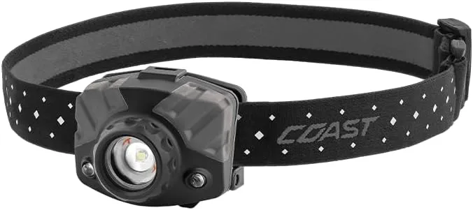 Coast® FL68 415 Lumen Tri-Color (White/Green/Red) LED Headlamp, Batteries and Hard Hat Clips Included