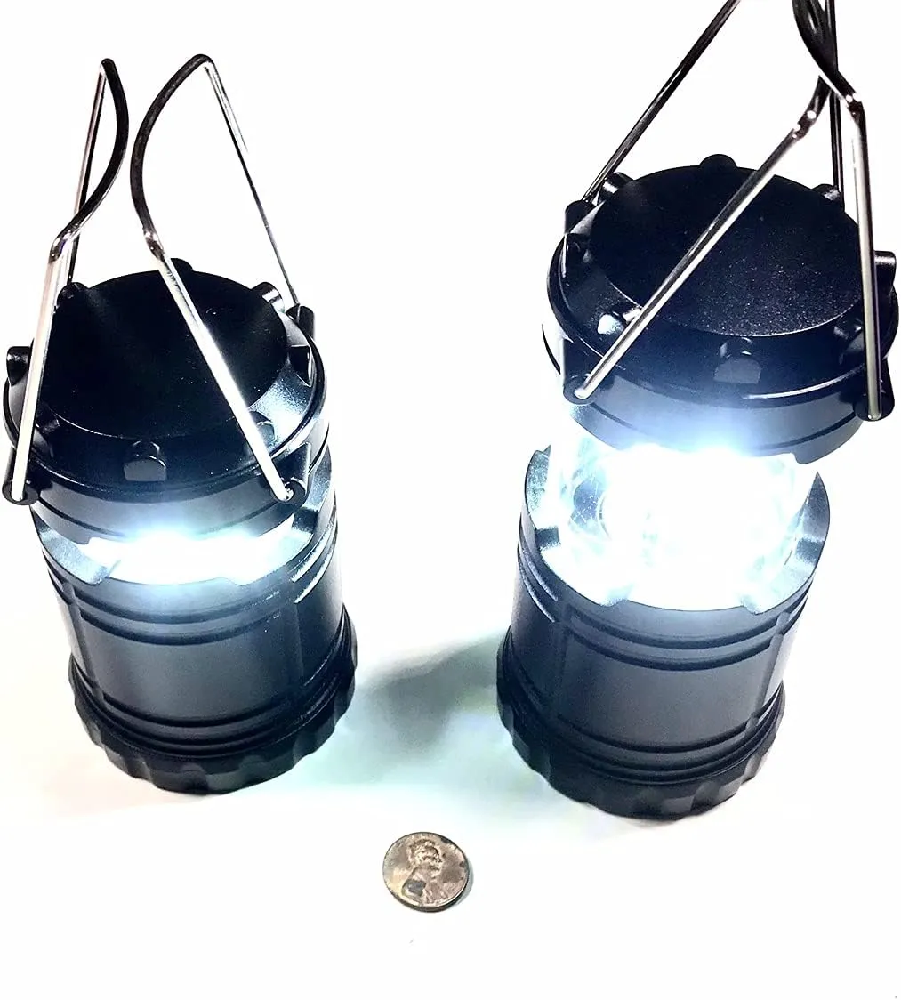 COB Camping Lantern - Black, LED, Solar Powered, Water Resistant, 6 Hour Battery Life