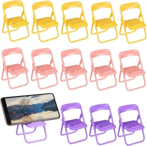 COHEALI 30Pcs Mini Folding Chairs Phone Stand Cute Chair Holder for Smartphones Durable Dollhouse Decor for Desk Use Versatile Phone Holder