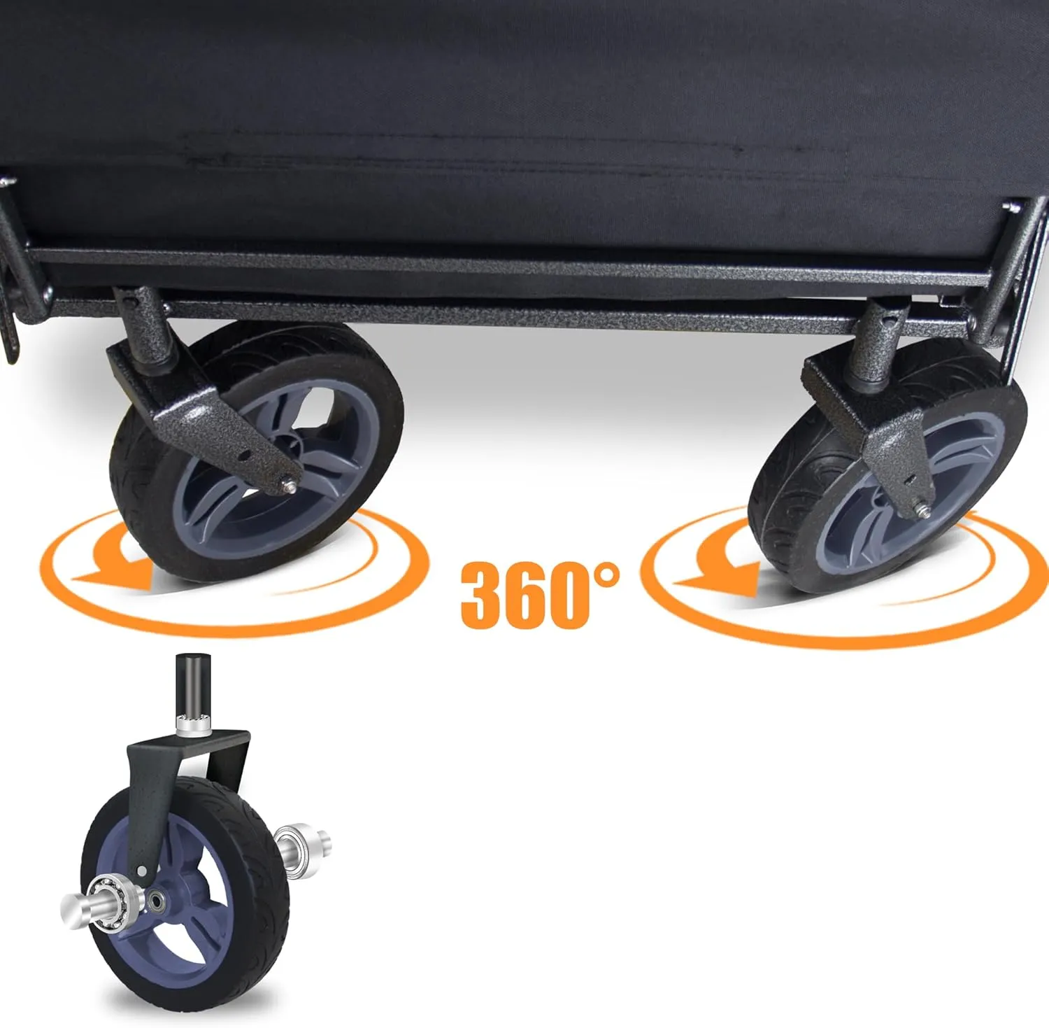 Collapsible Wagon with Removable Canopy | 265LBS Capacity | Dual Foldable Seats | All-Terrain Utility Cart for Camping, Groceries, Beach & Outdoor Adventures (Black)