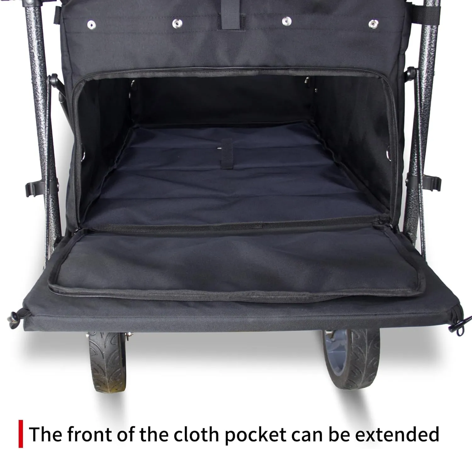 Collapsible Wagon with Removable Canopy | 265LBS Capacity | Dual Foldable Seats | All-Terrain Utility Cart for Camping, Groceries, Beach & Outdoor Adventures (Black)