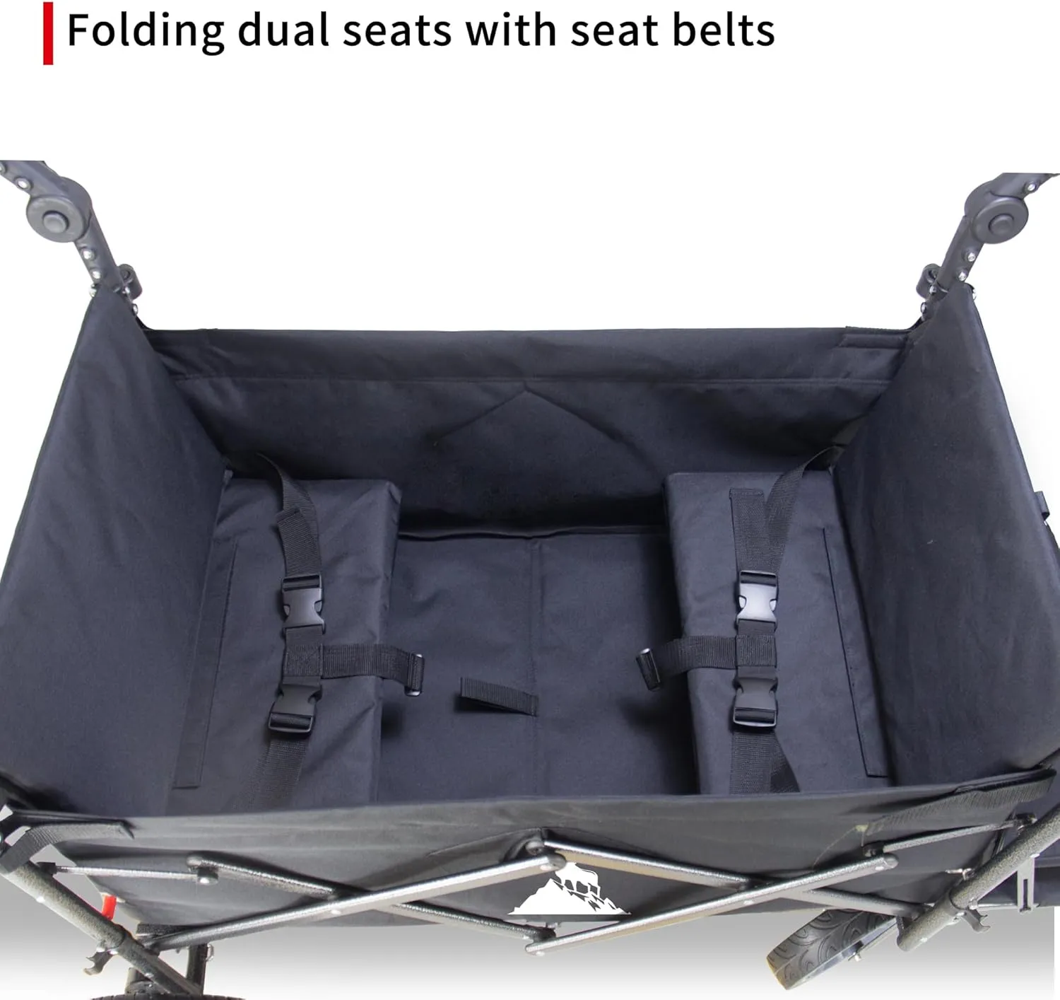 Collapsible Wagon with Removable Canopy | 265LBS Capacity | Dual Foldable Seats | All-Terrain Utility Cart for Camping, Groceries, Beach & Outdoor Adventures (Black)