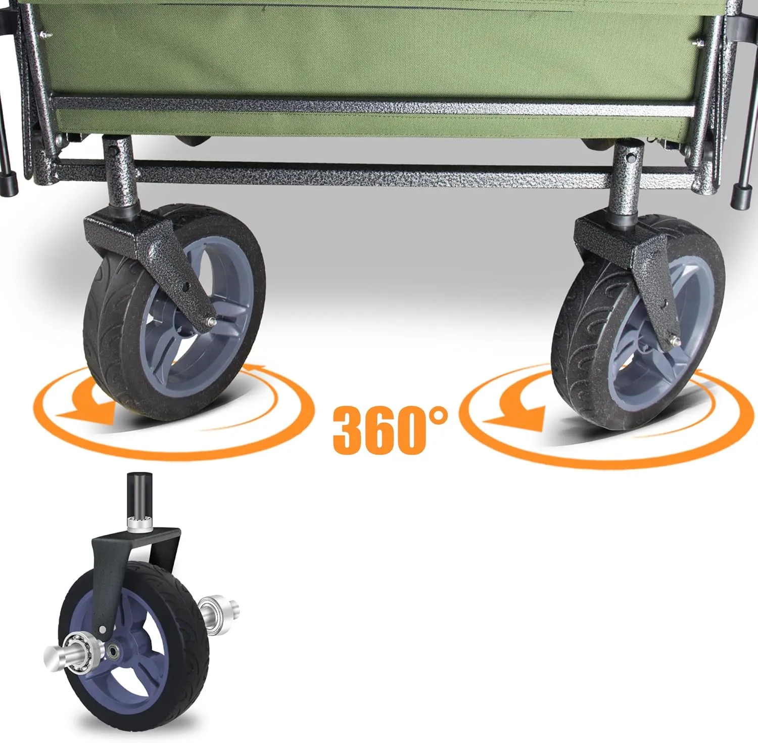 Collapsible Wagon with Removable Canopy | 265LBS Capacity | Dual Foldable Seats | All-Terrain Utility Cart for Camping, Groceries, Beach & Outdoor Adventures (Green)