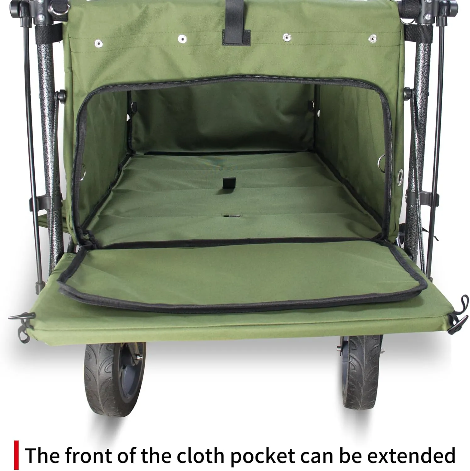 Collapsible Wagon with Removable Canopy | 265LBS Capacity | Dual Foldable Seats | All-Terrain Utility Cart for Camping, Groceries, Beach & Outdoor Adventures (Green)