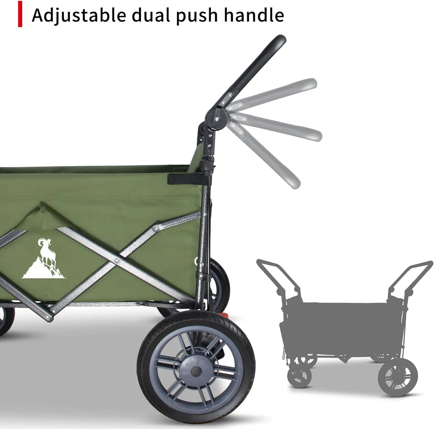 Collapsible Wagon with Removable Canopy | 265LBS Capacity | Dual Foldable Seats | All-Terrain Utility Cart for Camping, Groceries, Beach & Outdoor Adventures (Green)