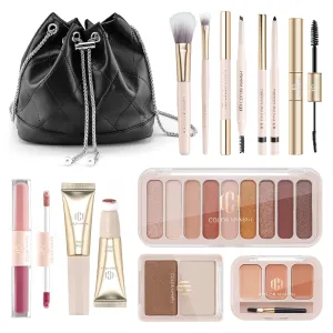 Color Nymph Beginners Makeup Kit for Teens Girls with Cosmetic Bag, Girls Makeup Kit For Women included 9 Color Eyeshadow Palette Concealer Liquid Blush Eyeliner Lipgloss