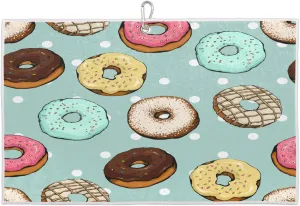Colourful Donuts Golf Towel with Heavy Duty Carabiner Clip Quick Dry Ultra Absorbent Club Ball Cleaning Towel Golf Accessories for Men Women