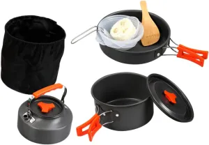 Compact Portable Pot Set 1-2 Person Cooking Pan Pot in-one Camping Cookware Kit for Travel