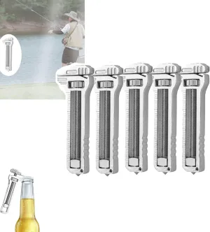 Compact Titanium Multitool, Multifunctional Adjustable Wrench Alloy Tool, Mini Portable Bottle Opener (5Pcs)