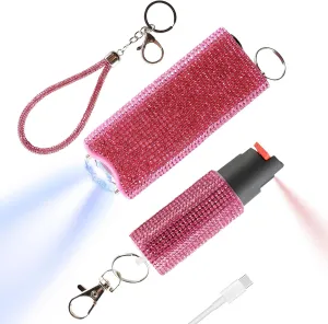 Cool MagiUSA Bling Stun Gun & Pepper Spray Bracelet Keychain Set – LED Flashlight Personal Alarm Self Defense Kit for Women & Men – Tazer taiser Pepper Gel Safety Tools Quick Defense, Multi Color