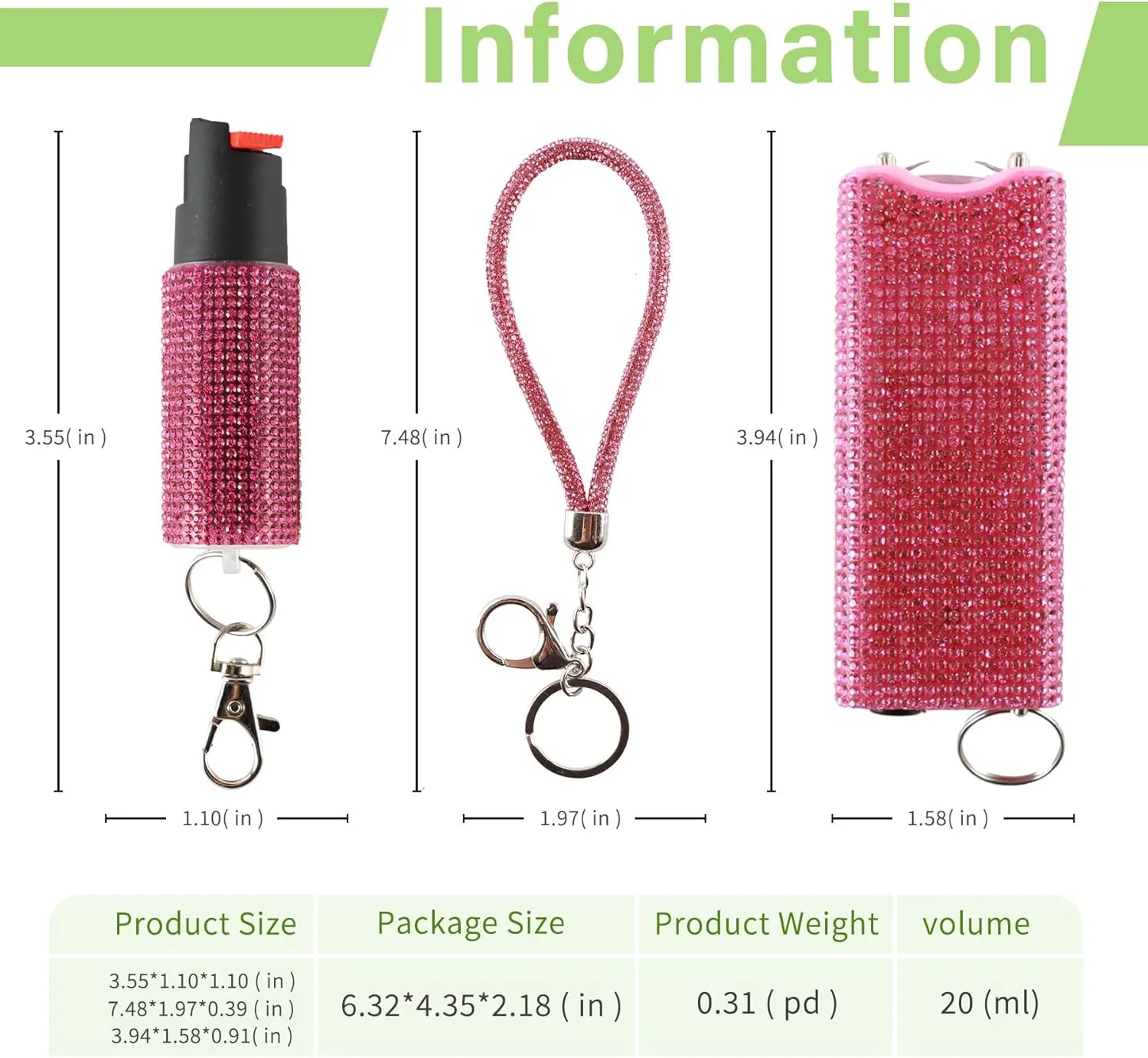 Cool MagiUSA Bling Stun Gun & Pepper Spray Bracelet Keychain Set – LED Flashlight Personal Alarm Self Defense Kit for Women & Men – Tazer taiser Pepper Gel Safety Tools Quick Defense, Multi Color