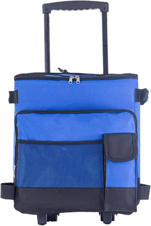 Cooler with Wheels and Pull, 43L Large Rolling Cooler Waterproof Collapsible Rolling Cooler Multi-Pocket Zipper Closure Insulated Cooler for Outdoor