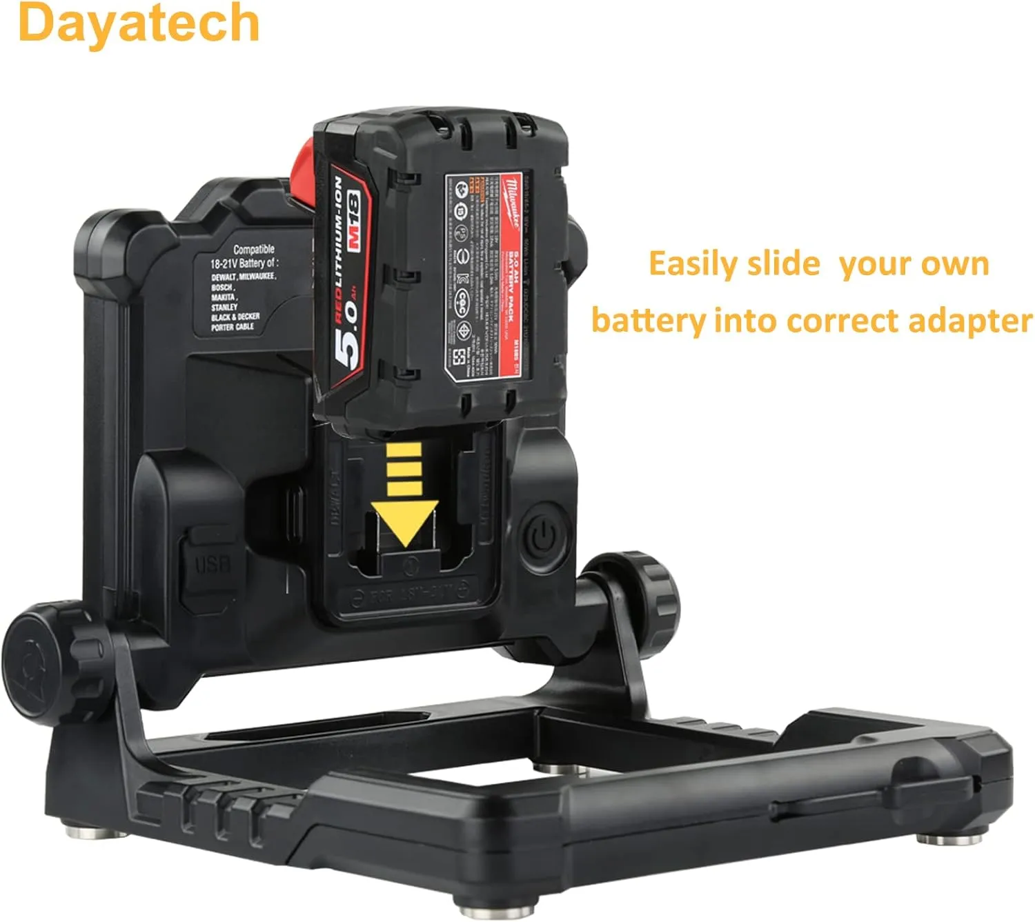 Cordless LED Work Light Compatible with Dewalt and Milwaukee 18-20V Battery, Magnetic Base for Underhood, 4000 LM 25 W Brightness Adjustable, Flicker Free, (Light Only/Charger Not Included)