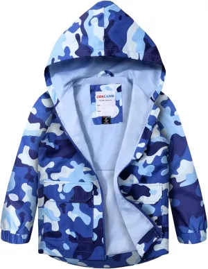 COSLAND Toddler Boys Girls Rain Jacket Waterproof Hooded Raincoat, 2-5T