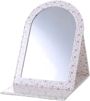Cosmetic Mirror PU Leather Desktop Vanity Mirror Portable Vanity Mirror Foldable Mirror Large Single Side Desktop Mirror Make Up Mirrors (Color : A) (A)
