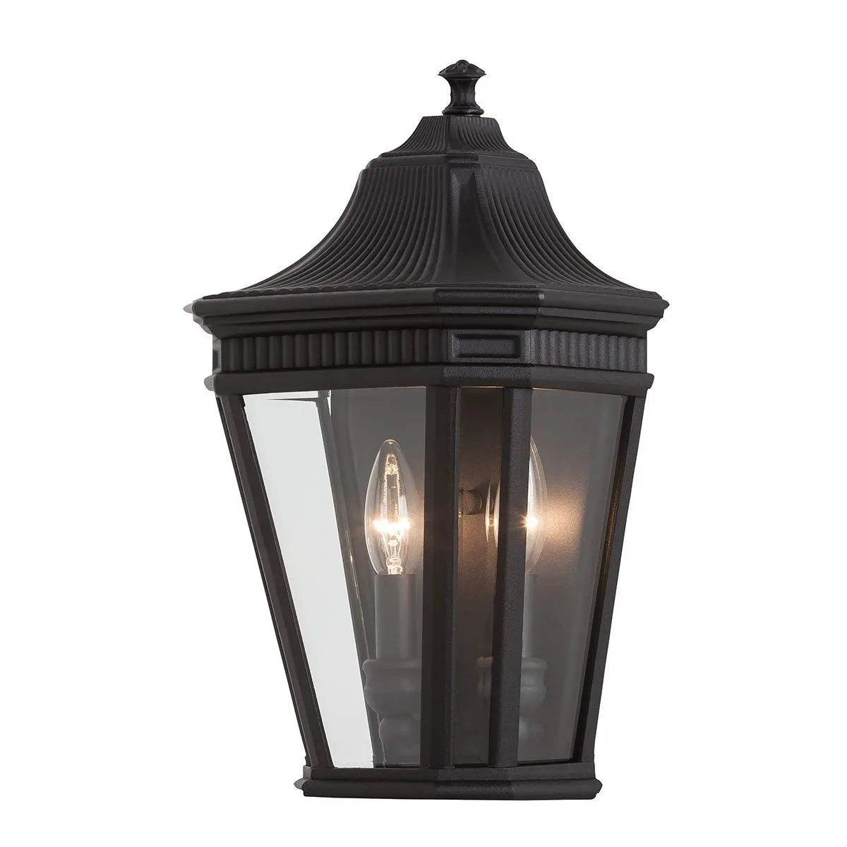 Cotswold Lane 2 Light Half Wall Lantern | Black