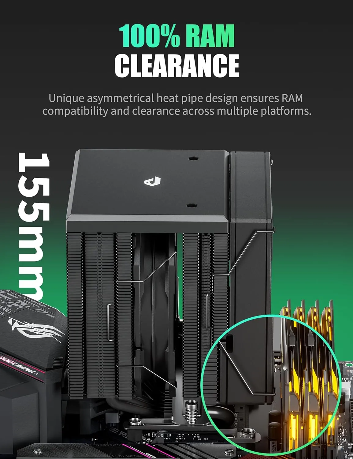 CPU Cooler Air, Dual Tower CPU Cooler with 120mm PWM Fan,6 Heat Pipes CPU Air Cooler for AM5/AM4/AM3, Cooler for PC Compatible with Intel LGA 1851/1700/1150/2011/2066/1151/1155/1156(Black)
