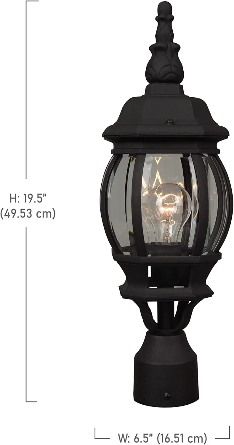 Craftmade Z325-TB French Style Outdoor Pier Mount Post Lighting, 1-Light 100 Watt (7" W x 20" H), Textured Matte Black