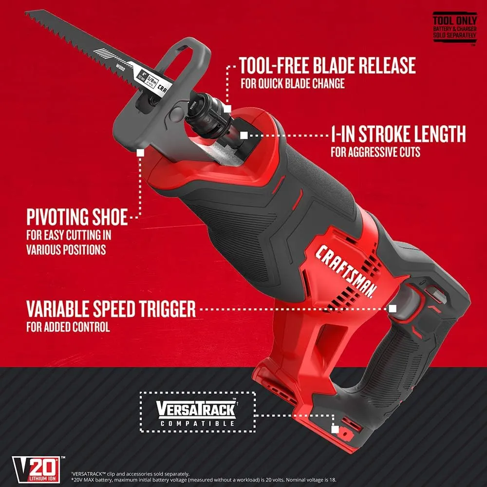 CRAFTSMAN V20 Power Tool Combo Kit, 7-Tool Cordless Power Tool Set with 2 Batteries and Charger (CMCK700D2)