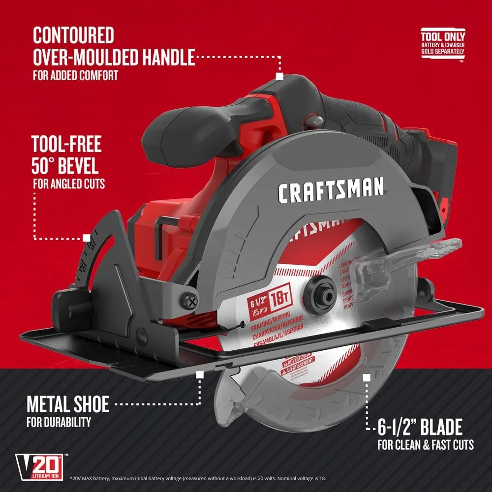 CRAFTSMAN V20 Power Tool Combo Kit, 7-Tool Cordless Power Tool Set with 2 Batteries and Charger (CMCK700D2)