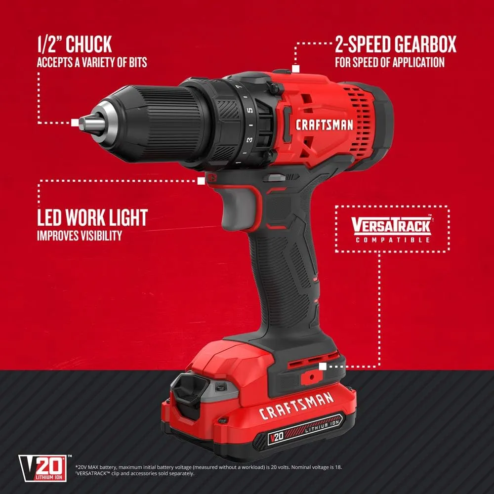CRAFTSMAN V20 Power Tool Combo Kit, 7-Tool Cordless Power Tool Set with 2 Batteries and Charger (CMCK700D2)