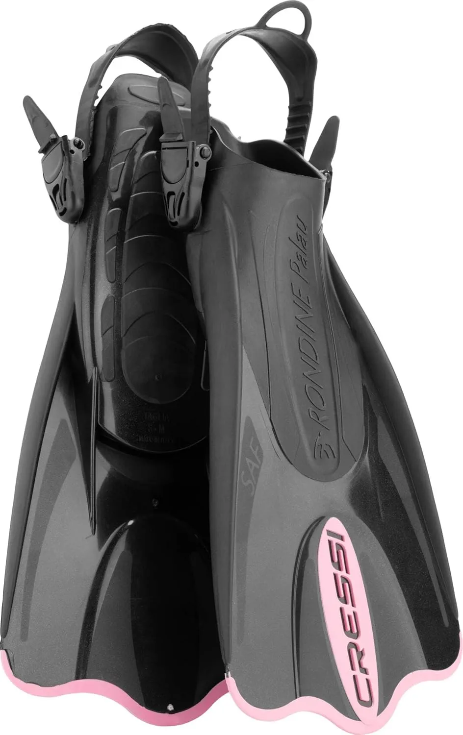 Cressi Adult Short Adjustable Fins - Snorkeling Versatile Open Heel to use Also Barefoot - Palau SAF: Made in Italy