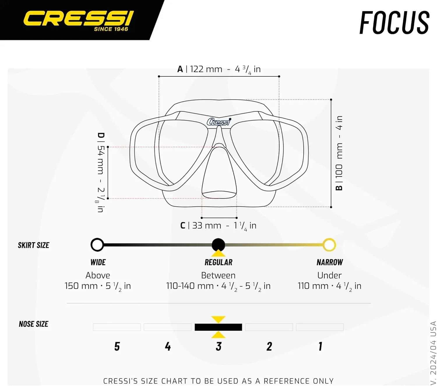 Cressi First Dive Mask with Inclined Lenses for Scuba Diving : Focus: Made in Italy