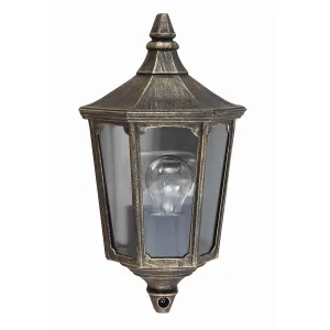 Cricklade 1 Light Half Lantern | Black/Gold