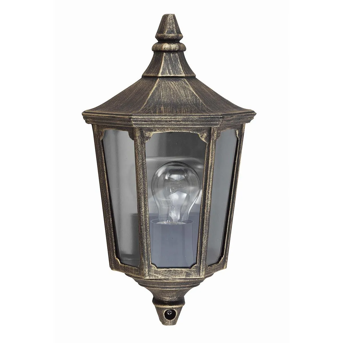 Cricklade 1 Light Half Lantern | Black/Gold