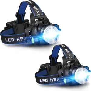 CUGHYS 2 PCS Headlamp Flashlight, USB Rechargeable Led Head Lamp, IPX4 Waterproof T004 Headlight with 4 Modes and Adjustable Headband, for Camping, Hiking, Outdoors, Hunting(Two PCS) Motors.