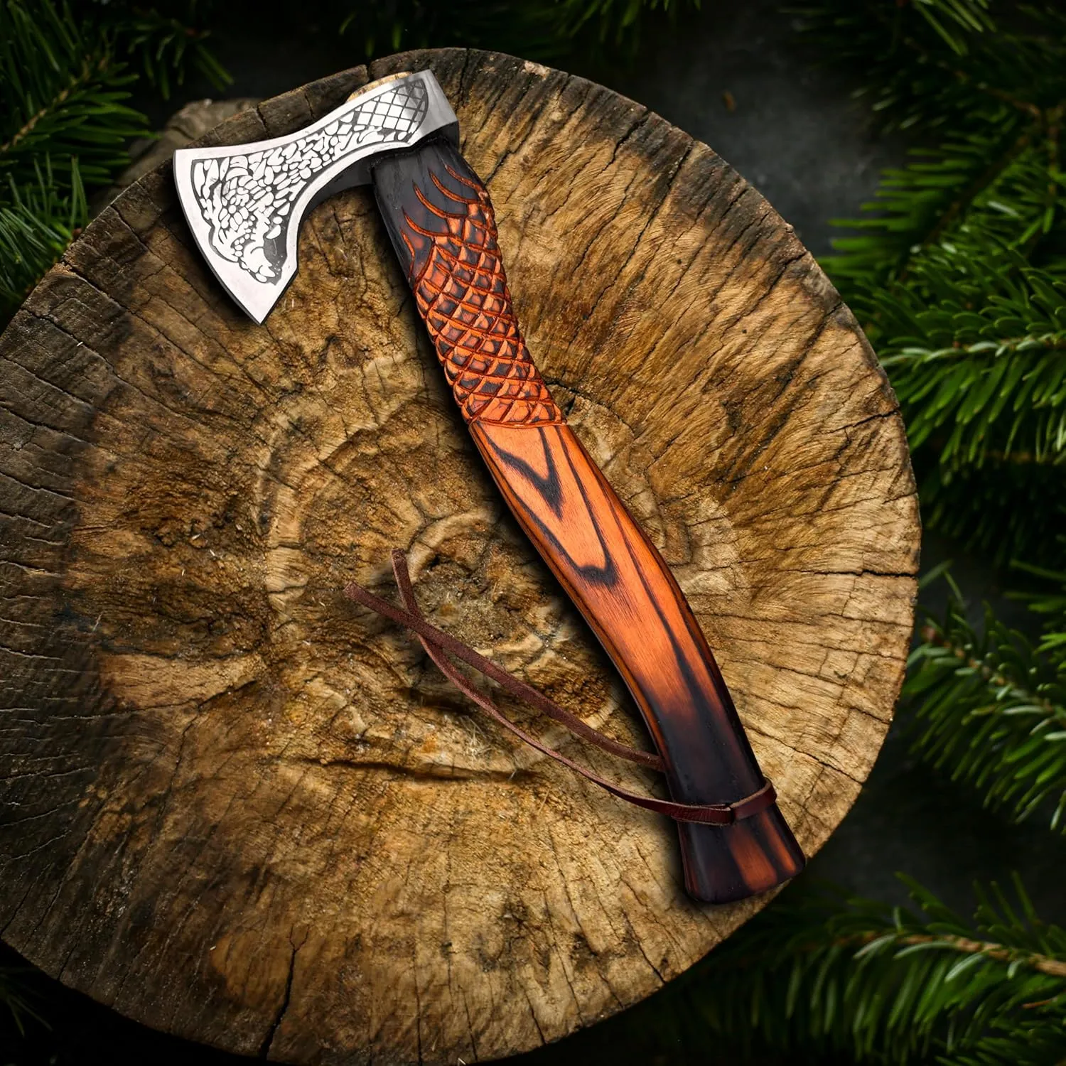 Custom Handmade Viking Axe - Carbon Steel Blade, Ash Wood Handle, Hand-Forged Battle Axe for Camping, Hunting, Bushcraft, and Collectors (Drakk)