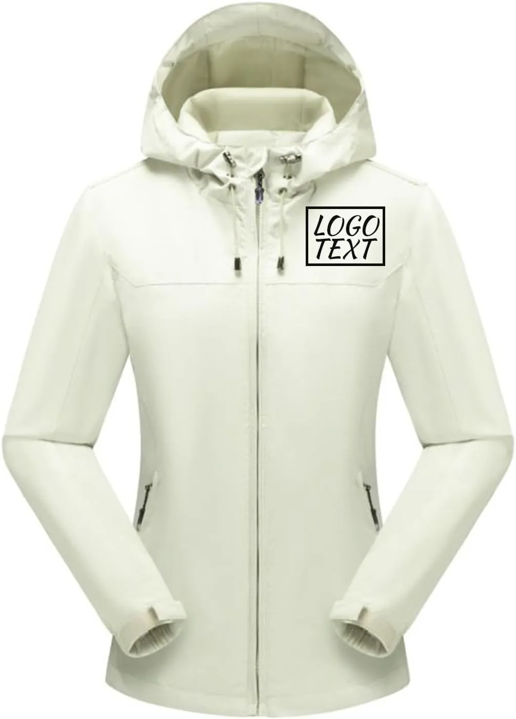 Custom Logo Women's Waterproof Rain Jacket Lightweight Hooded Raincoat for Hiking Travel Outdoor