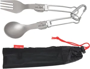 Cutlery Set Folding Tableware Kit Titanium Fork Spoon Utensils Set for Travel Hiking Picnic Barbecue