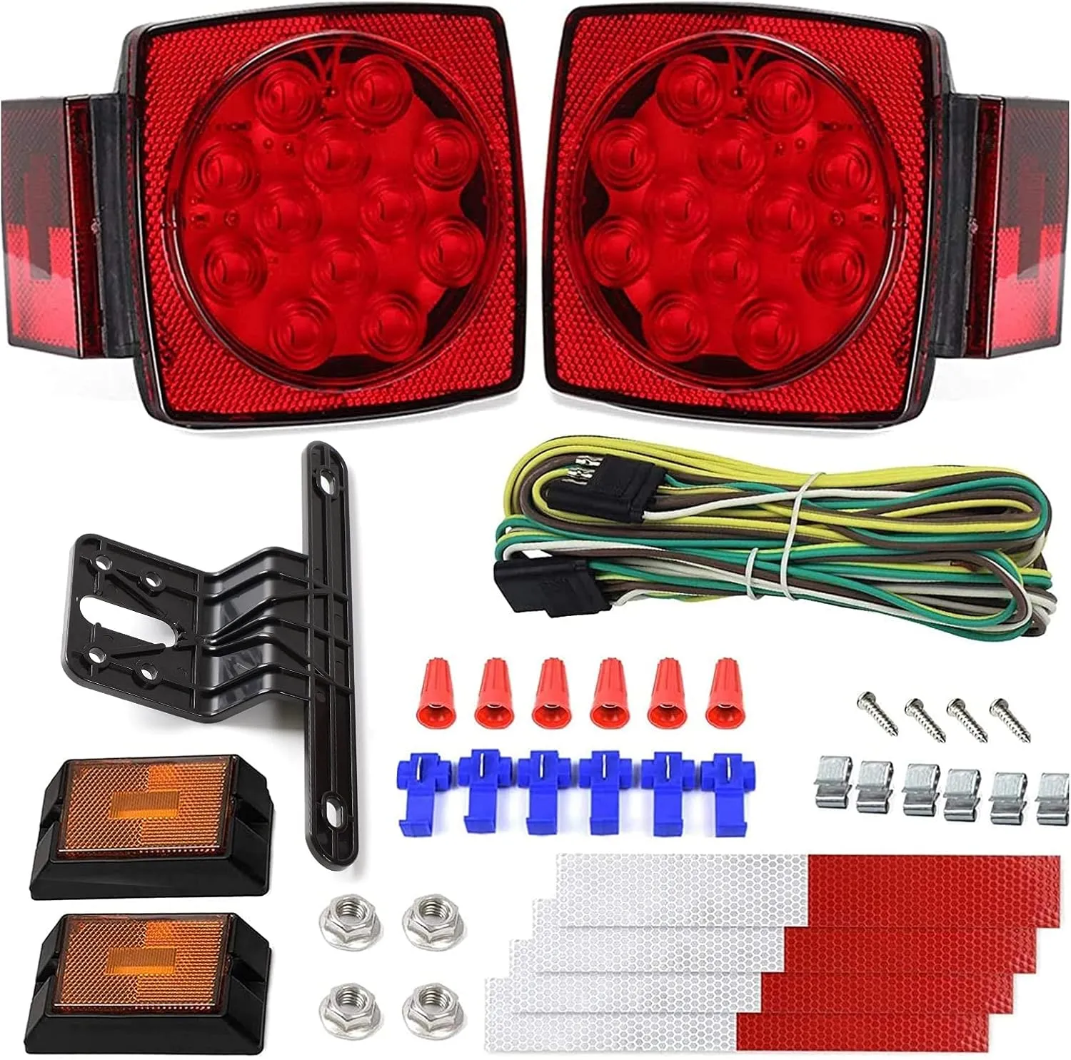 Cyfie 12V LED Trailer Light Kit DOT Certified, Utility Trailer Lights for Submersible Boat RV Car with 25ft Wire Harness Wafer LED IP68 Waterproof Under 80 Inch Truck