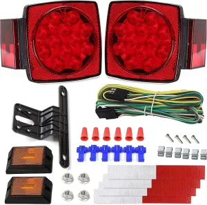 Cyfie 12V LED Trailer Light Kit DOT Certified, Utility Trailer Lights for Submersible Boat RV Car with 25ft Wire Harness Wafer LED IP68 Waterproof Under 80 Inch Truck