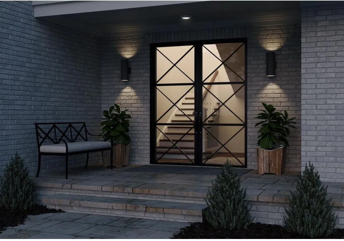 Cylinder Collection 5" Modern Outdoor Up/Down Wall Lantern Light Black