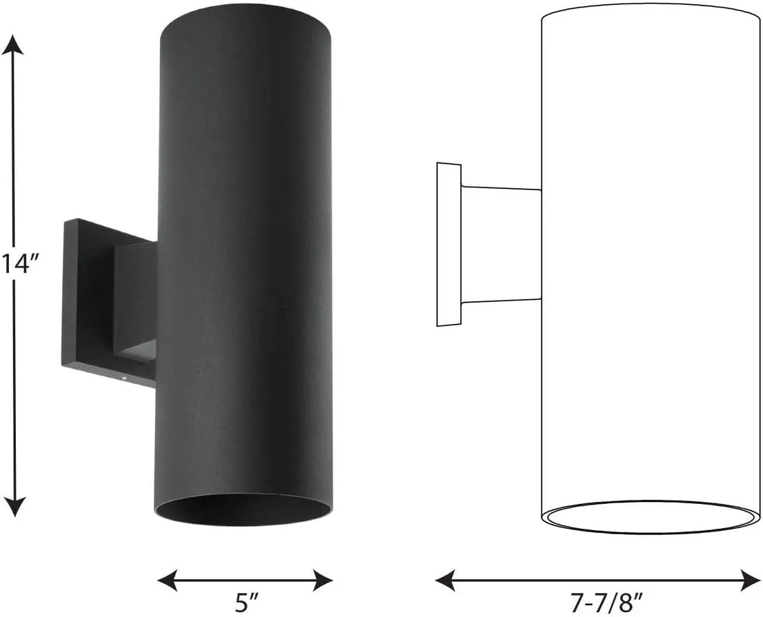 Cylinder Collection 5" Modern Outdoor Up/Down Wall Lantern Light Black