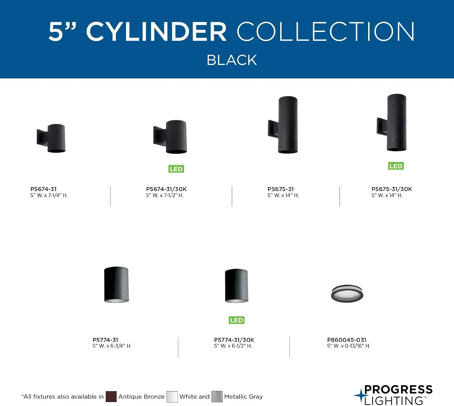 Cylinder Collection 5" Modern Outdoor Up/Down Wall Lantern Light Black